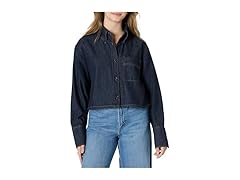 Amazon Essentials Womens Cropped Denim ButtonDown Shirt