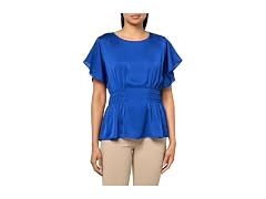 Anne Klein  (L) Smocked Waist Flutter SLV Blouse