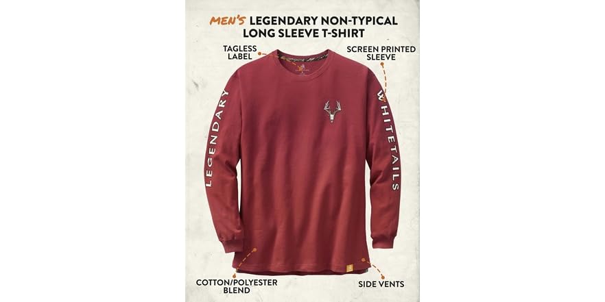 Legendary Whitetails T-shirt à Manches Longues Standard L Gendaire Non Typique Pour 332590