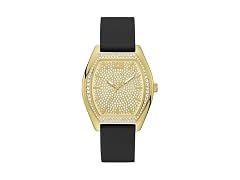 Guess Women's 39.5mm Watch Black Silicone Gold