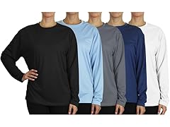 5Pk Womens L/S Loose Fit Performance Shirt