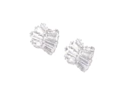 Silver Cluster CZ Stud Earrings (fan-inspired silhouette)