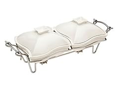 Ceramic Sq Double Warmer on Chrome Rack