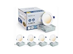 Easora Pack of 4 Recessed LED Can Lights 4"