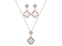 Clover Pendant & CZ Earrings Set