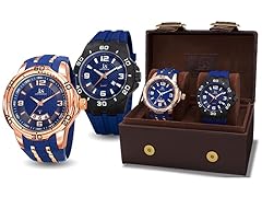 Joshua & Sons Quartz Date Strap Watch Set