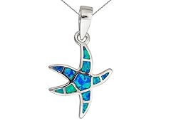 Sterling Silver Rhodium Created Opal Starfish 18"
