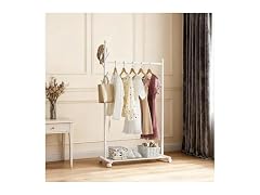 Takywep 33.86'' Length Standing Coat Rack with WheelsWhite
