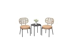 GarveeLife 3 Piece Wicker Patio Bistro Furniture Set