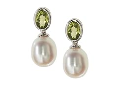 SS, Peridot & Freshwater Pearl Earrings