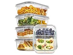 Vtopmart 5 Pack (33oz) Glass Food Containers