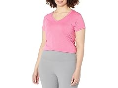 Hanes Women (L) Cooldri Short T-shirt Amaranth Htr