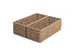Suptinwear Narrow Wicker Storage Basket Set of 2