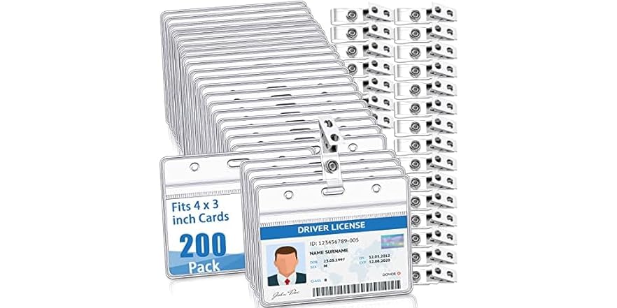 200 Set Badge Holder with Metal Clip