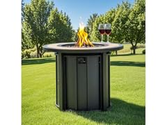 30" Black Round Mosaic Fire Table 50k BTU