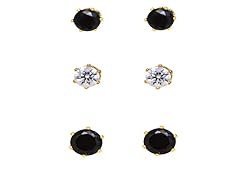Black & White Crystal Medium & Big Stud Earrings Set of 3