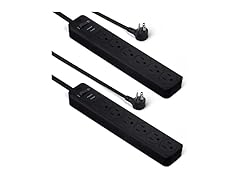 (2 PACK) AmazonBasics 6-Outlet 2FT Surge Protector Power Strip