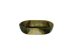 Creative Co-Op Oval Marbled Resin Decorative Bowl, Green