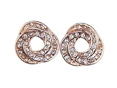 Rose Gold Swirl Earrings with Simulated Diamond Trim