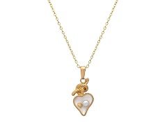 18K Gold Plated Heart Necklace - Mother of Pearl & Pearl Accent Pendant