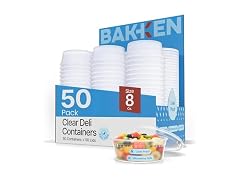 Plastic Deli Containers with Lids 8 oz (Pack of 50) 