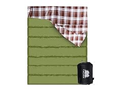 Green/Brown Flannel Queen Size Sleeping Bag