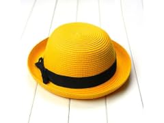 Vosarea Girls (M) Bowknot Straw Sun Hat Yellow