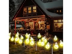 Hakol 4 Pack Snowman Bulb Solar Pathway Lights