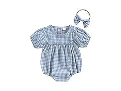 Douhoow Infant Baby Girl Plaid Romper