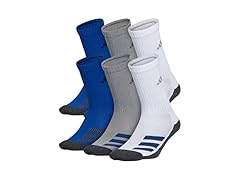Adidas Youth 6 Pair Cushion Stripe Crew Socks (M)