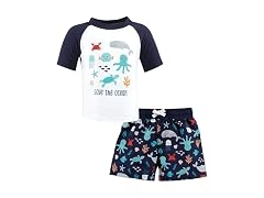 Hudson Baby Unisex (3-6 MOS) Swim Rashguard Set