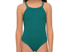 Kanu Surf Girls' Halter One Piece Swimsuit Green