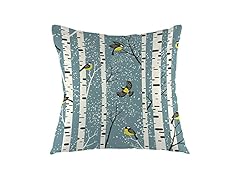 oFloral Birch Tree Throw Pillowcase