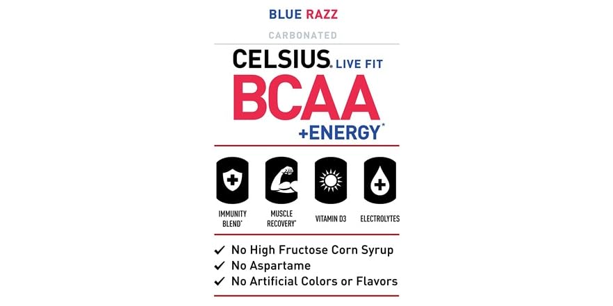 (12 Pack) Celsius BCAA Sparkling Hydration Drink Sparkling Blue Razzberry