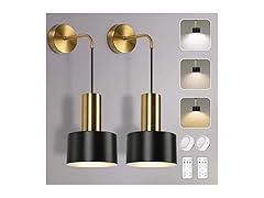 VerRon Set of 2 Battery Operated Wall Sconces, Black