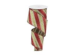 Craig Bachman Diagonal Glitter Stripe Wired Edge Ribbon