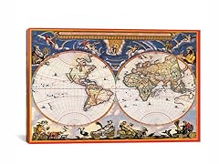 Antique World Map ca 1664 26x18