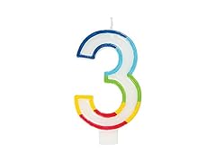 Unique Vibrant Rainbow Border Number "3" Candle