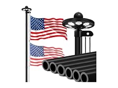 25FT 11 Gauge Flag Pole W/ Solar Light