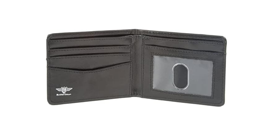 Portafoglio bi-fold con maxi GG in pelle grigio scuro e nera