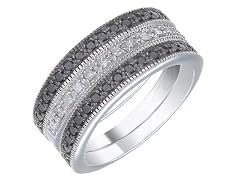 0.55 CT Black & White Diamond Stackable Ring