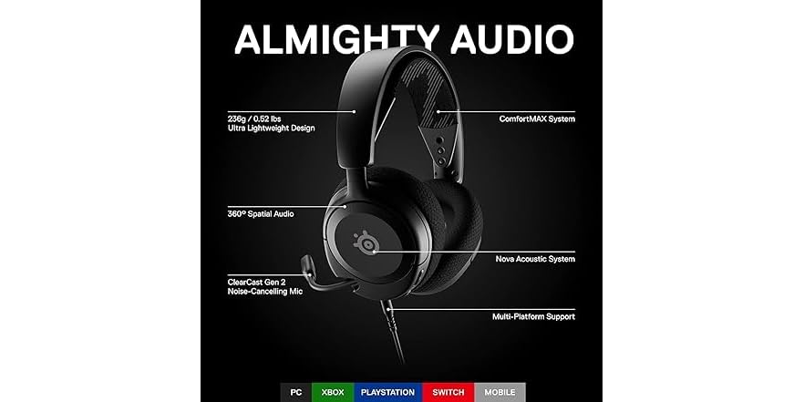 SteelSeries 61606 Arctis Nova 1 Gaming Headphones