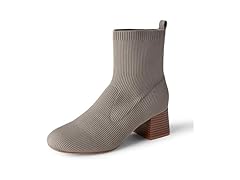 Womens Knit Stretch Ankle Boots Taupe (12)