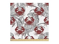 Ambesonne Crabs Fabric by The Yard, Sea