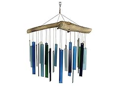 Blue Handworks Beach Glass and Driftwood Wind Chime