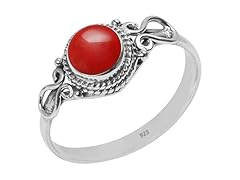 Navya Silver Shop Coral Stone Ring