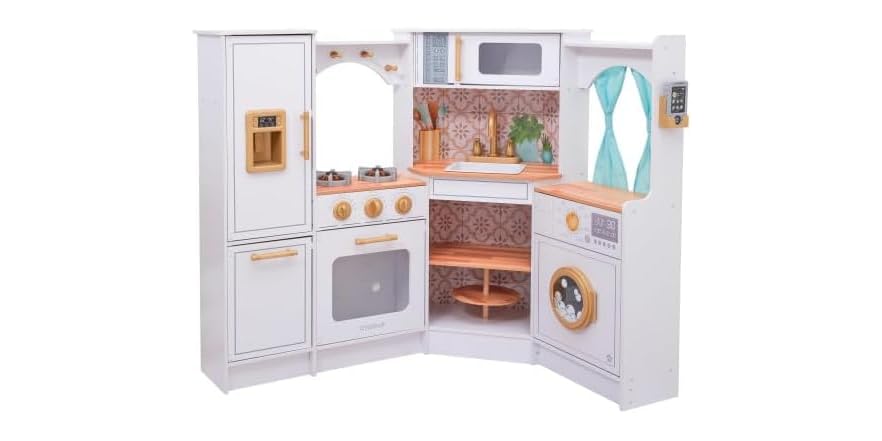 KidKraft Ultimate Corner Wooden Play Kitchen with Lights & Sounds