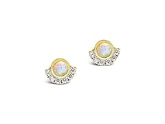 Sterling Forever Half Halo Opal Studs