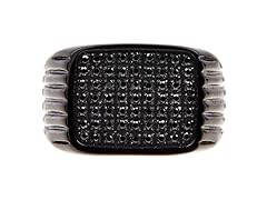 Blackjack Jewelry Polished Black Stainless Steel Black CZ Square Ring