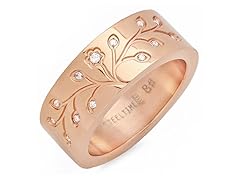 Ladies 18K Rose Fold Tree of Life with Crystal Accent Ring- Pick Size